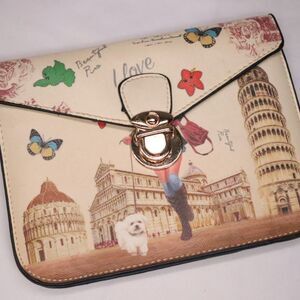 Pisa Italy Clutch Purse Bag 7"x5" Gold Tone Clasp